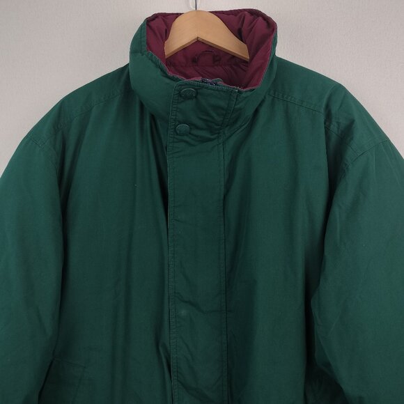 Eddie Bauer Goose Down Jacket Men Sz XL Green Winter Puffer Bomber Ski Coat Zip - Picture 2 of 16